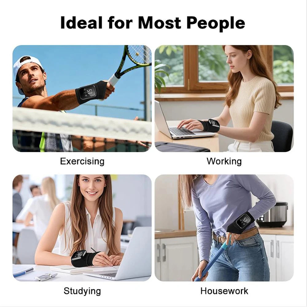 Wireless Electric Heating Wrist Massager 3 Levels Hot Compress 3 Levels Vibration Hand Massage Wrist Guard Band Support Belt