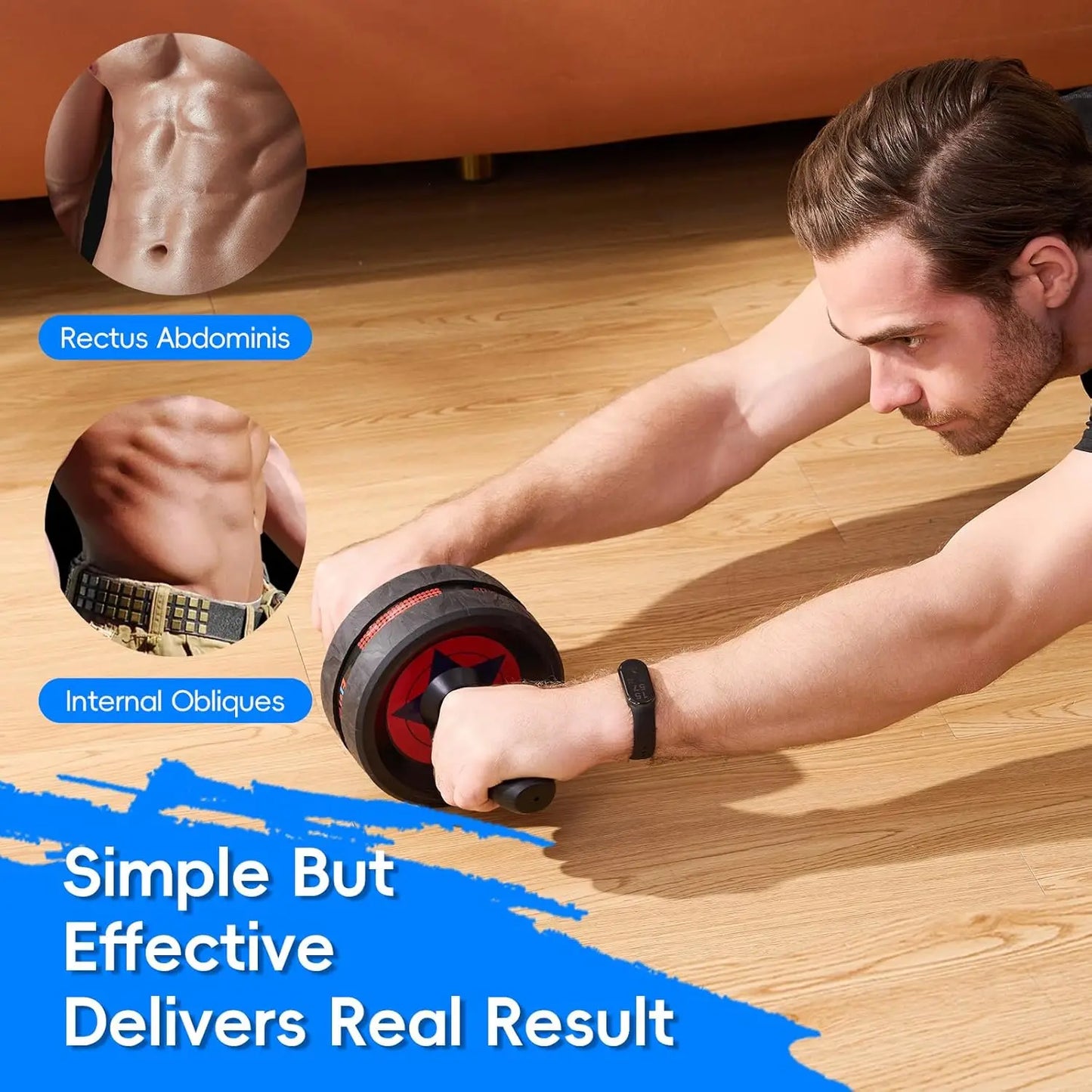 Ab Roller Wheel for Core Workout | Non-Slip Handles & Knee Mat Included