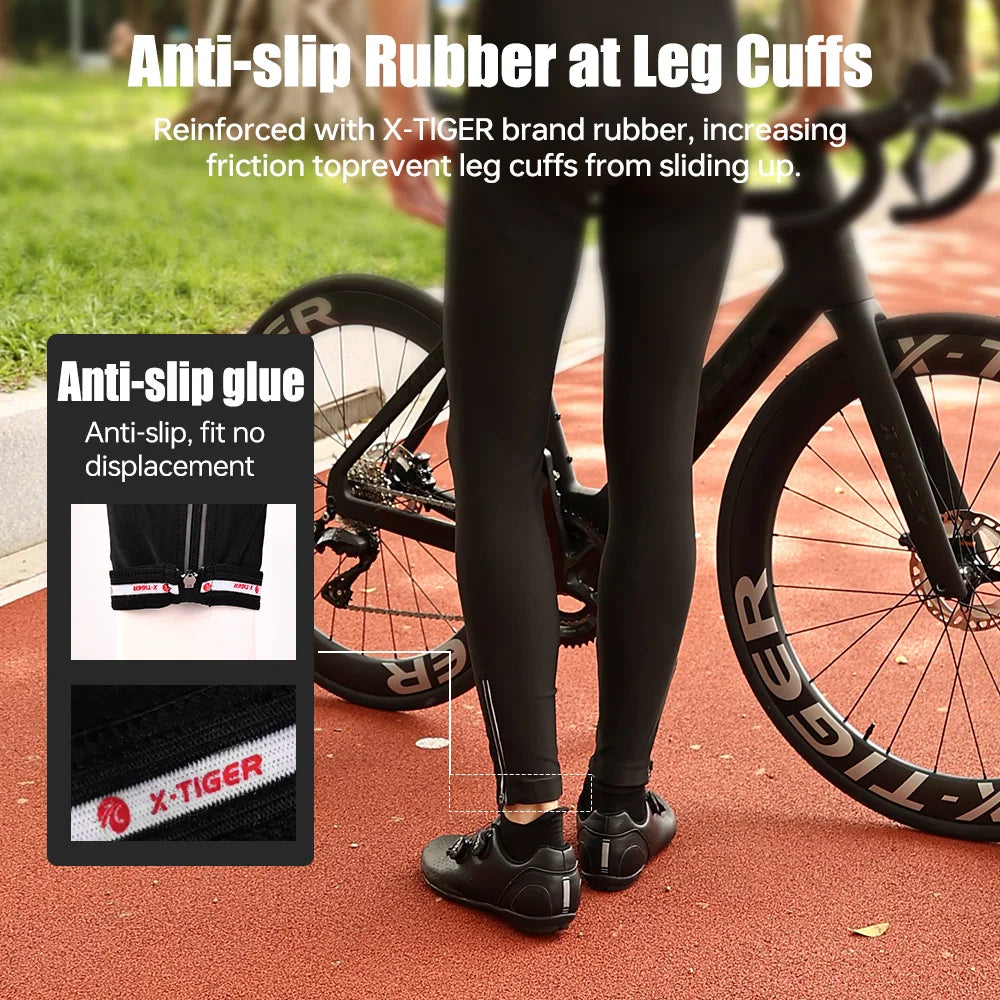 Winter Men's Long Cycling Pants Sponge Pad Shock Absorption Bicycle Trousers Warm Breathable MTB Road Bike Tights