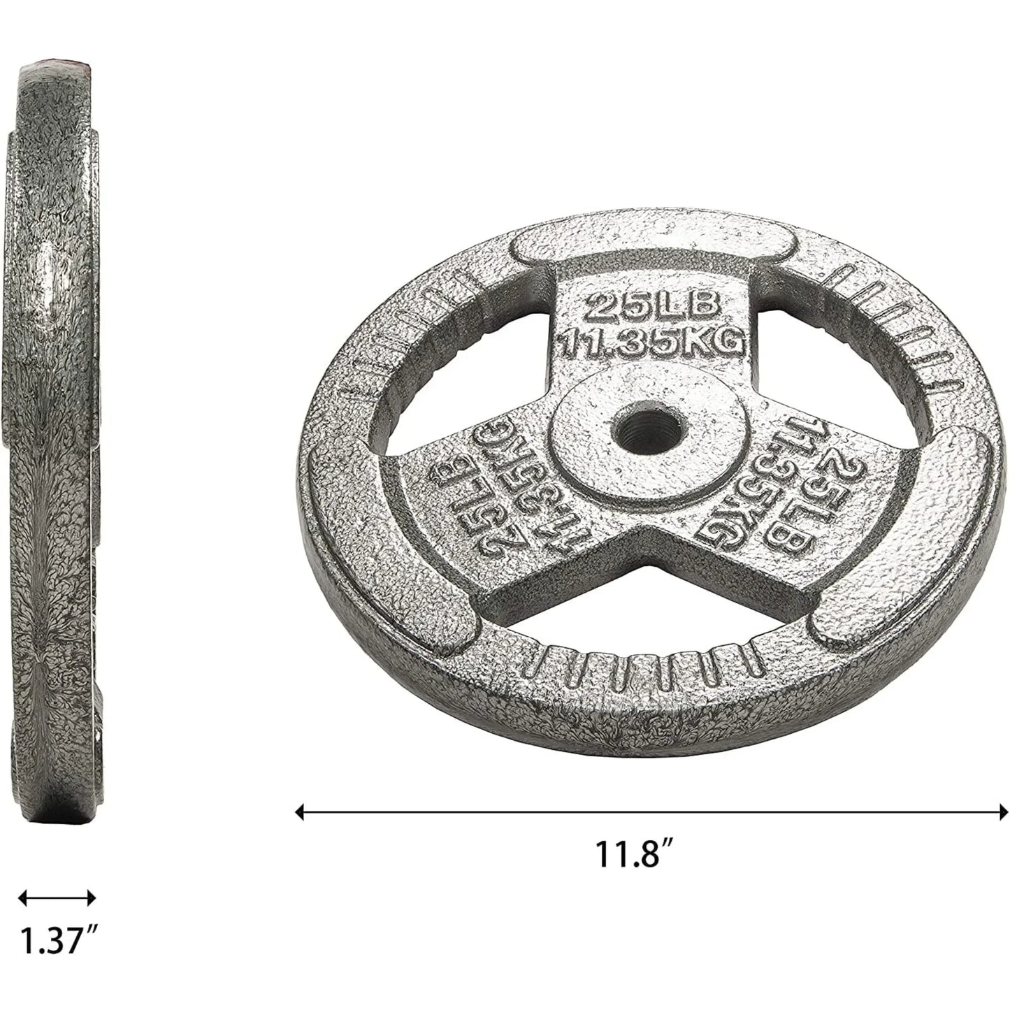 Cast Iron Plate Weight Plate for Strength Training, Weightlifting, 1-Inch, 25lbs Single,Durable Black Enamel Coating