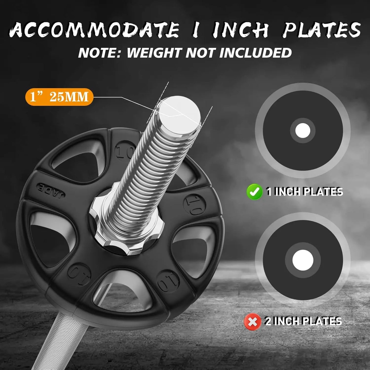 55" Weight Lifting Bar, 1" Standard Straight Barbell Bars for Weight lifting, Olympic Barbell Bar for Bench Press/Hip