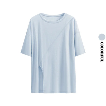 Women's Loose Fit Yoga & Running Tee | Breathable Side-Slit Athletic Top – Wellness-Whirl