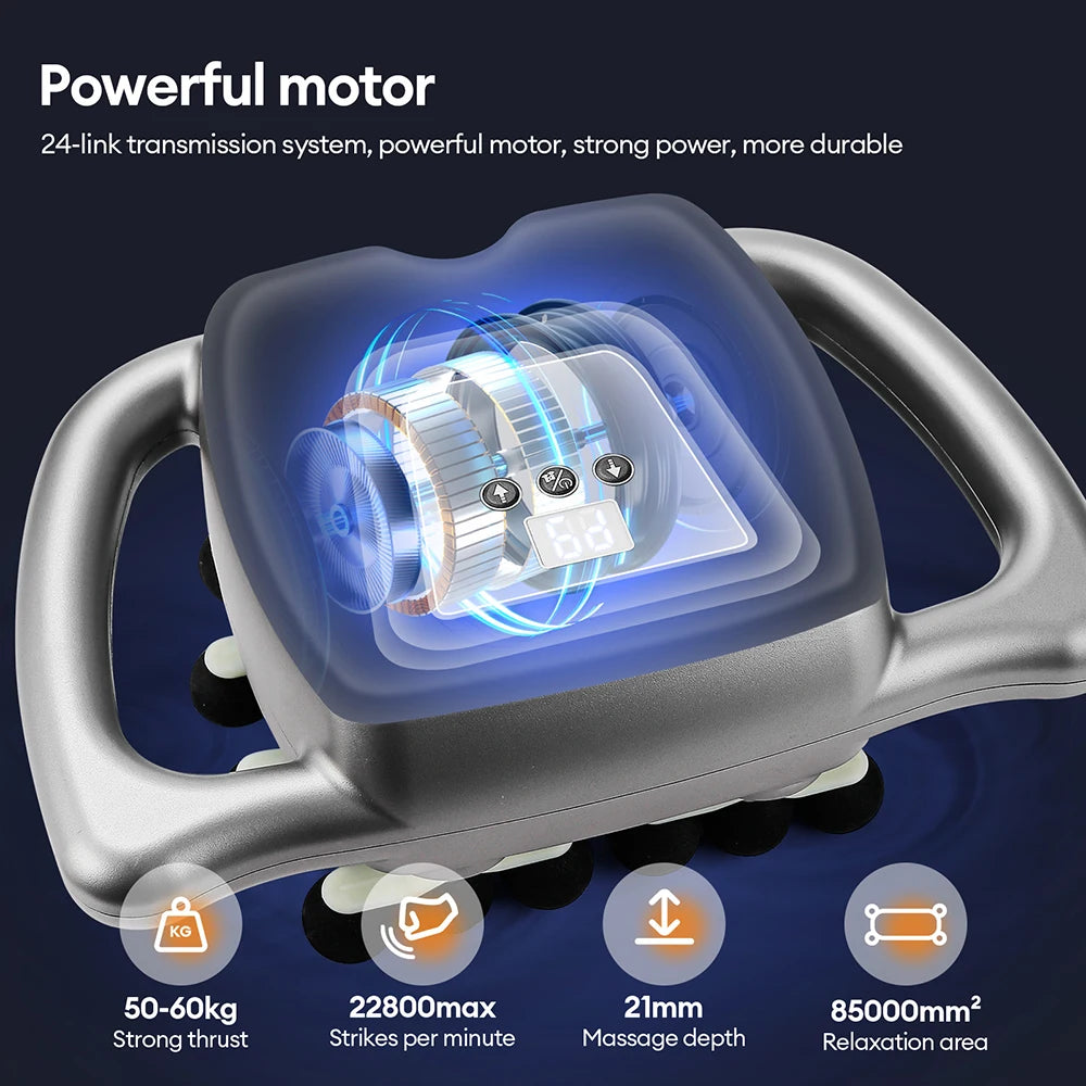 24-Head Fascia Gun 9 Modes High Frequency Vibration Body Massage Gun Back