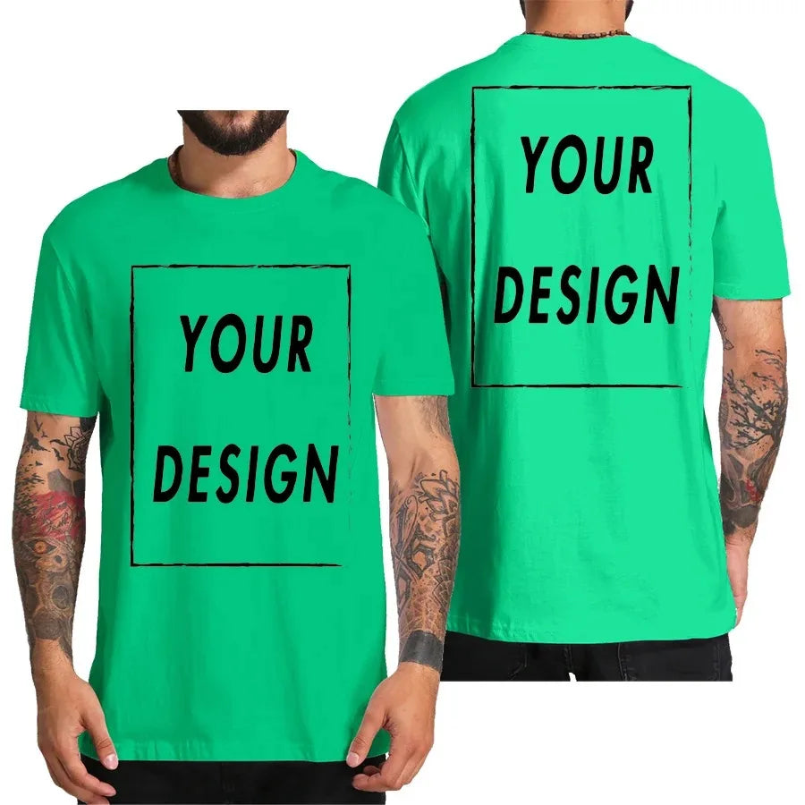 Design Your Own Logo Text Photo Custom T Shirt for Men Free Both Sides US Size Cotton Personalized T-shirt Shipping From US
