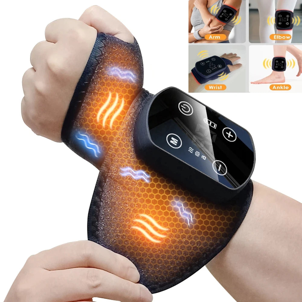 Wireless Electric Heating Wrist Massager 5 Levels Hot Compress 3 Levels Vibration Hand Massage Wrist Guard Band Support Belt