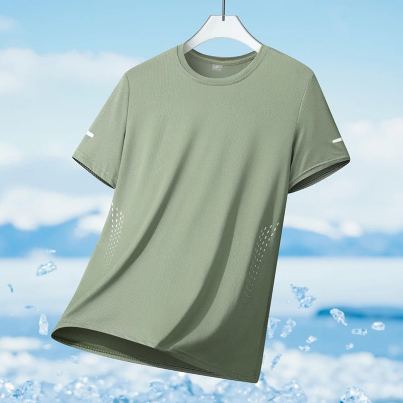 Men's Ice Silk Quick-Dry Running T-Shirt | Reflective Breathable Fitness Tee – Wellness-Whirl