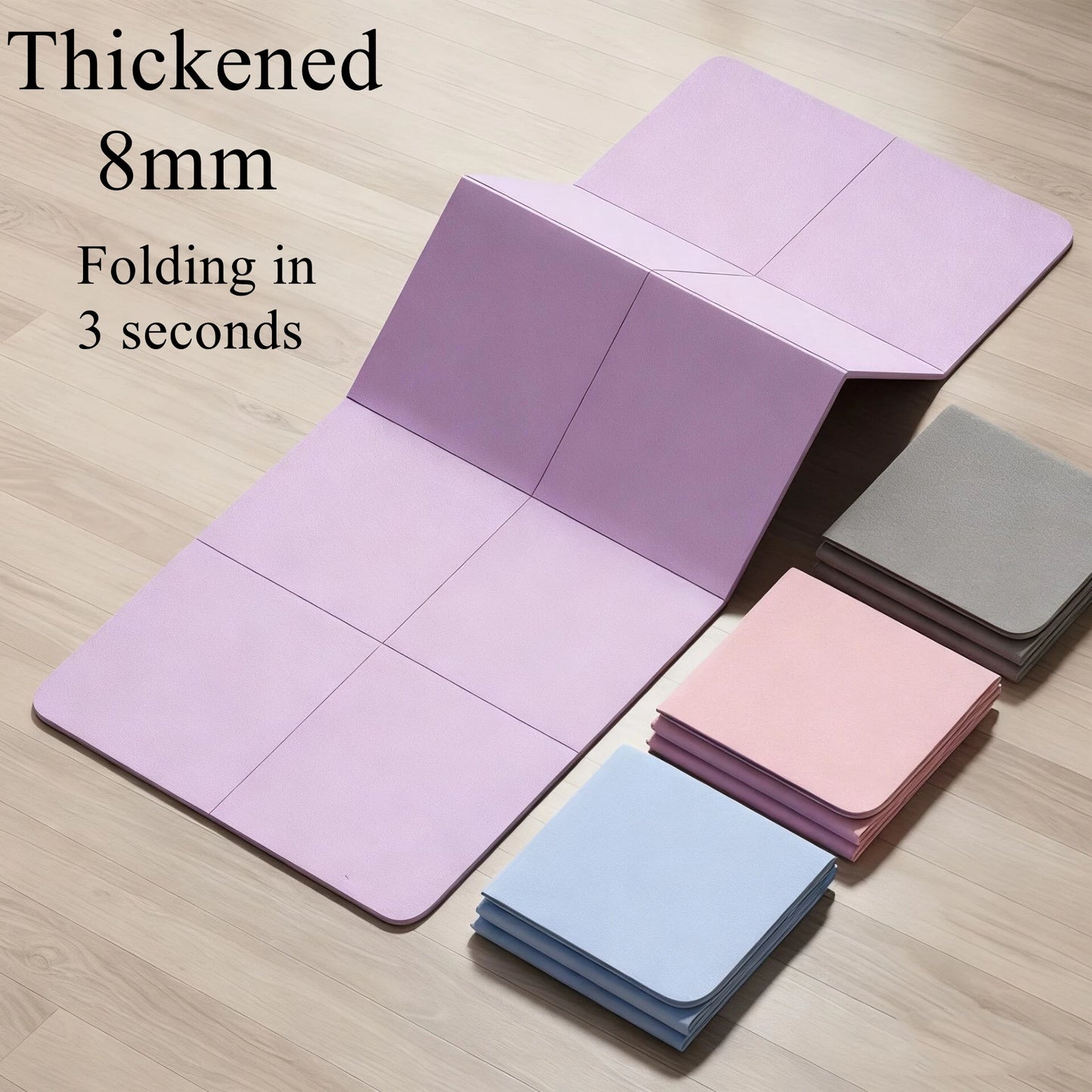 8mm Thick Foldable Yoga Mat Eco Friendly Tpe Folding Travel Fitness Exercise Double Sided Non-Slip for Pilates & Floor Workouts