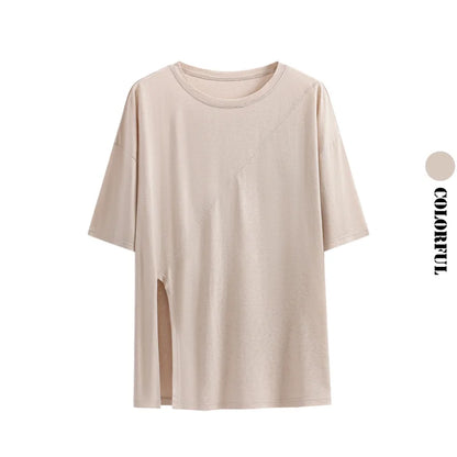 Women's Loose Fit Yoga & Running Tee | Breathable Side-Slit Athletic Top – Wellness-Whirl