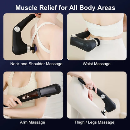 Adjustable Long-Handle Massage Gun | 9 Speeds & Hot/Cold Heads